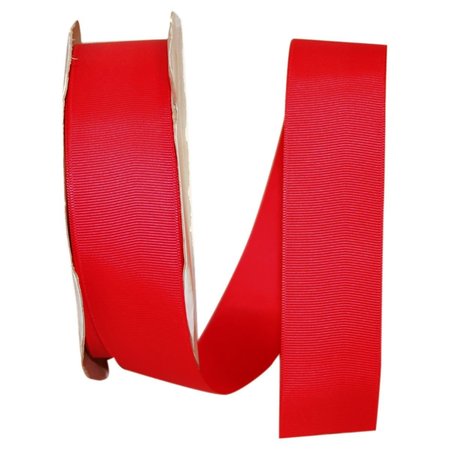 RELIANT RIBBON 10.5 in. 50 Yards Grosgrain Style Ribbon, Hot Red 4900-252-09K